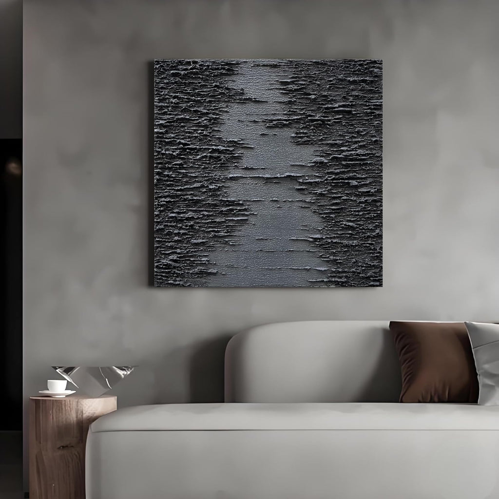 NANKAI Art Hand-Painted Thick Texture Black Canvas Art 24x24 inch Abstract Oil Home Wall Art Deco Painting