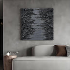 NANKAI Art Hand-Painted Thick Texture Black Canvas Art 24x24 inch Abstract Oil Home Wall Art Deco Painting