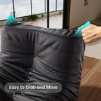 Morden Fort Big Bean Bag Chair for Adults, Faux Leather Bean Bag Sofa, Memory Foam Lounge Chairs with Ergonomic Design, Lazy Togo Chair for Living Room, Bedroom, Dorm, Office(Black)