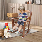 Kids Rocking Chair Toddler Wooden Indoor for Child Comfy Recliner Rocker for Baby Ages 3-6 Outdoor Lounge Children Playroom Anti-Tip Design Safe & Sturdy Brown