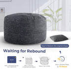 MAXYOYO Bean Bag Bed, Giant Bean Bag Chair for Adults, 2-Person with Pillow | 2-in-1 Adult Bean Bag Chair, Convertible Floor Bed with Shredded Foam Filling and Removable Cover for Easy Care, Dark Grey