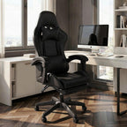 J.M.-Deco Gaming Chair Office Chair-Big and Tall Office Ergonomic Chair with Foot Rest - Comfy Desk Chair with Lumbar Support,Black