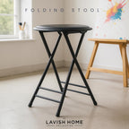 Lavish Home Backless Folding Stool with 225lb Capacity for Kitchen or Rec Room - Portable Indoor Counter Bar Stools (24-Inch, Black)