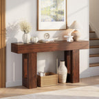 Gadroad 63" Farmhouse Narrow Entryway Console Table, Dark Walnut | with Drawers, Rustic Accent Table for Entryway, Hallway or Behind Sofa, Decorative Foyer Table for Small Spaces