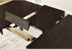 Signature Design by Ashley Haddigan Casual Counter Height Dining Extension Table with Distressed Finish, Dark Brown