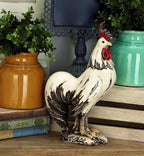 Deco 79 Polystone Rooster Decorative Garden Sculpture Indoor Outdoor Garden Statue, Outdoor Sculpture 10" x 6" x 15", White