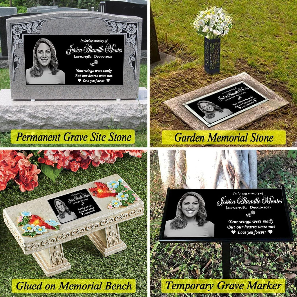 Personalized Human Memorial Stones, Black Granite Memorial Garden Stone, Gifts for Someone Who Lost a Loved One, or Pet, Dog, Cat (16x8 inches (40x20cm))
