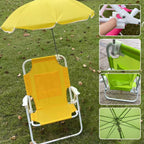 Kids Beach Chair with Umbrella Foldable & Detachable Beach Chair with Canopy, Lightweight and Sturdy Outdoor Seat for Camping, Travel, Lawn, Yellow
