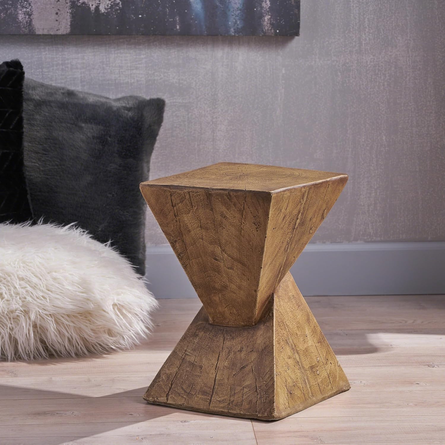 18" H Modern Side Table – Stylish Narrow Cent Table Compatible with Living Room,Bedroom,or Office – Versatile Home Furniture with Design and Sturdy Construction,Natural Color