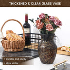 Mosaic Glass Flower Vase for Home Decor, Handmade Glass Vases for Living Room, Kitchen, Wedding, Office (Brown, 5 * 8 Inch)