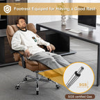 Kneading Massage Executive Office Chair with Heated,90-135° Reclining Office Chair with Footrest,Computer Desk Chair with Wheels,Diamond-Stitched Cushion Leather Office Chair (Brown)