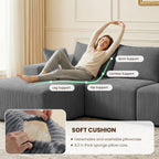 kinmars 108" Boneless Sectional Couch,Corduroy Cloud Couch Sectional for Living Room,Modern L Shaped Modular Sectional Couch,3 Seater Sofa (Dark Gray, 108.9" L Shaped with Left Facing Chaise)