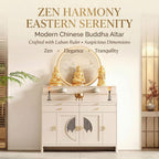 Solid Wood Frame Buddhist Altar Cabinet, Personal Shrine Altar Table with Storage Drawer, Chinese Cabinet Pedestal Offering Table Buddhist Prayer (White, 49.6" L * 23.6" W * 50" H in, Wood)