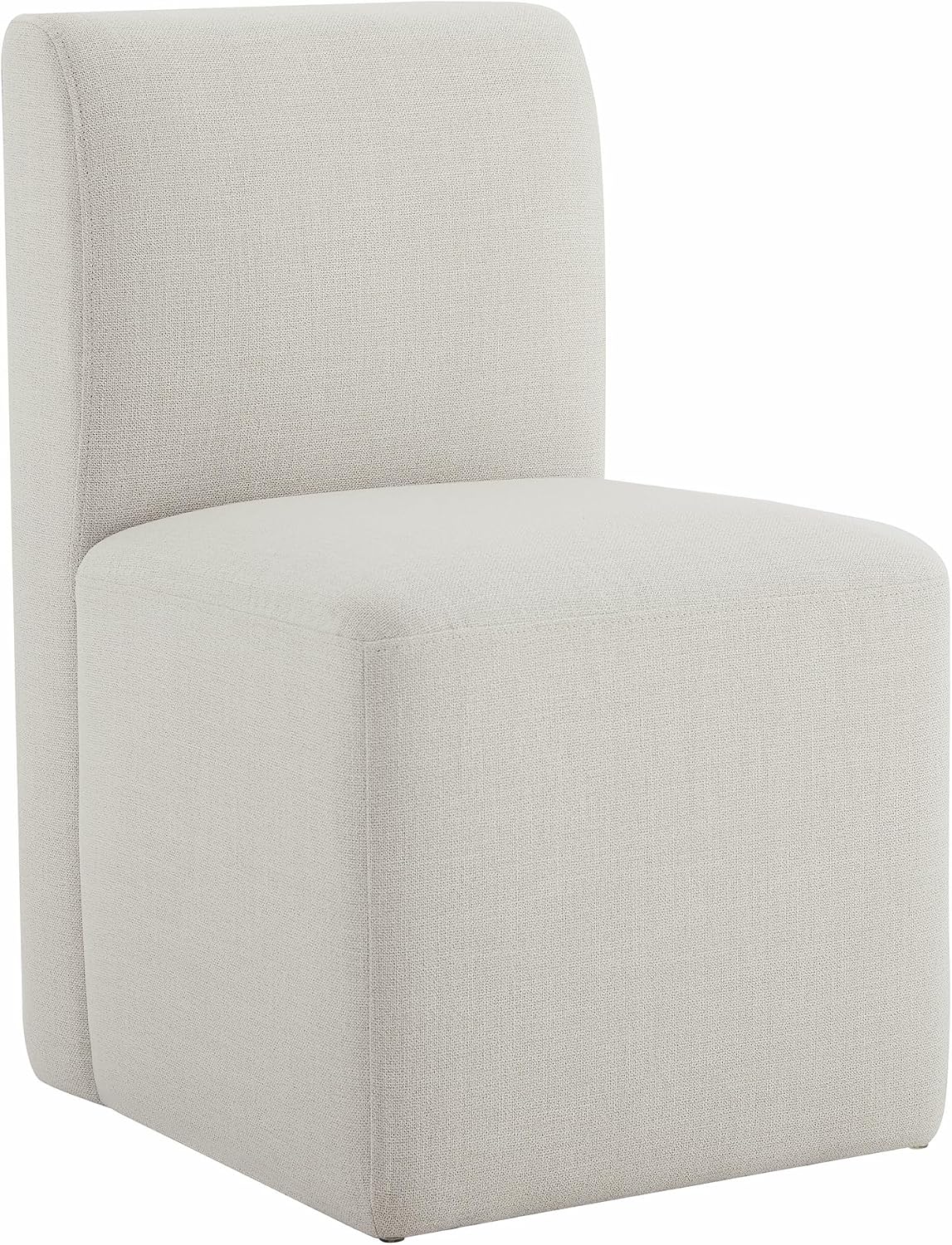 CHITA Dining Chairs with Casters Set of 4, FSC Certified Upholstered Armless Modern Rolling Dining Chairs with Rollers for Bedroom Reading Room Living Room, Fully Assembled, Linen