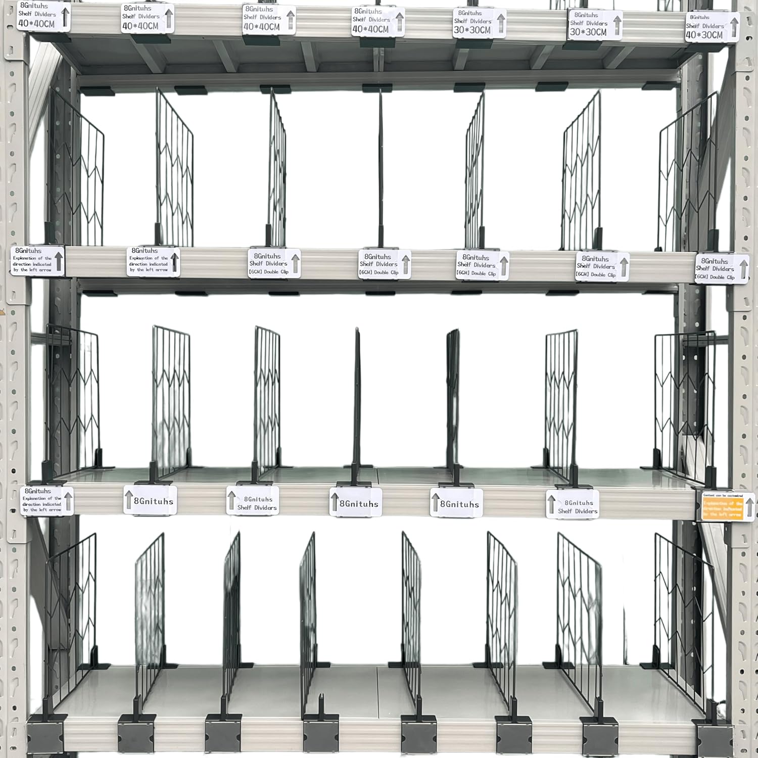 20 Pcs 60 * 40CM Pack Wire Shelf Divider, Closet Dividers Shelf Organizers, Ideal for Product Display and Organization, Retail Shelving by Clip Strip Marker Label，Separators for Clothes
