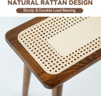 Entryway Bench, Solid Wood Kitchen Dining Bench, Mid Century Modern End of Bed Bench with Rattan Woven Top for Bedroom, Dining Room, Entry Way, 39.37" L x 11.2" W x 17.7" H, Walnut