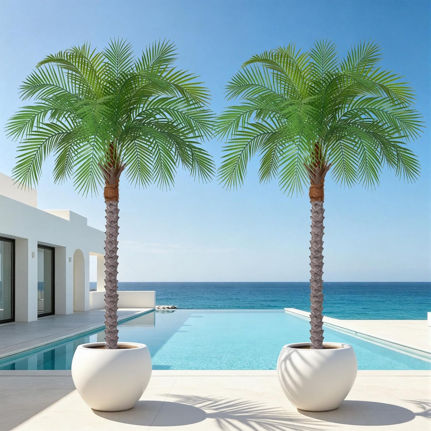 6ft Artificial Phoenix Palm Tree, Faux Coconut Silk Tropical Fake Palm Plant for Indoor Outdoor Home Office Patio Bathroom Pool Coastal Decor(Set of 2)