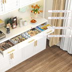 52" Wide Kitchen Pantry Cabinet with 6 Adjustable Shelves, 71" Tall Large Capacity Kitchen Hutch Storage Cabinet with Microwave Stand, 3 Storage Drawers for Dining Room, Kitchen, White