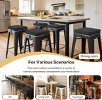 2.5" Thick Bar Stool Cushions with Ties Non-Slip 12"X12" Square Bar Stool Cushion with Machine Washable Cover Set of 4 Indoor Small Chair Pads for Cafe Bistro Stackable Metal Chair Black