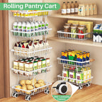 SAYZH Fruit Basket Kitchen Pantry Organizers and Storage - 5 Tier Stackable Metal Wire Basket Stand For Fruit Vegetable Snacks Jars Bins Containers Organization (White, 5 Tiers)