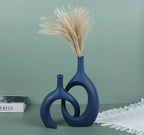 Blue Ceramic Vase Set of 2 - Modern Navy Blue Vase for Dining Table Centerpieces, Farmhouse and Home Decor, Office Partitions, Mantelpiece, Entrance Decoration