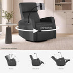 Evolur Maverick Upholstered Power Glider Recliner with Device Holder – Swivel, Rocking & Smooth Power Recline – Greenguard Gold & FSC Certified, Modern Nursery and Living Room Chair in Tempered Grey