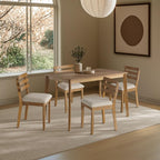 SIMTONAL Farmhouse Dining Table Set for 4, Wooden Dining Roon Table and Solid Wood Chairs, 5-Piece Modern Dining Set Home, Kitchen, Dining Room, 4 Upholstered Chairs, Rubberwood Legs