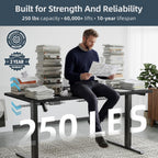 Electric Standing Desk Adjustable - 60 x 30 Inch Sit Stand Desk with Flip-Top Cable Management,Mouse Pad,Clamp Power Strip,Dual-Beam Frame,3 Memory Preset Height Adjustable for Home Office