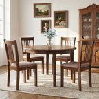 HOMCOM Dining Chairs Set of 2, Upholstered Kitchen Chairs with Rubberwood Frame, Padded Seat and Slat-Back for Living Room, Dining Room, Kitchen, Walnut