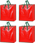 4PCS Christmas Wreath Storage Container, 25" Red Wreath Storage Bags Garland Container Clear Storage Bags with Handles Zippers Christmas Wreath Boxes for Xmas Seasonal Holiday Wreath Garland