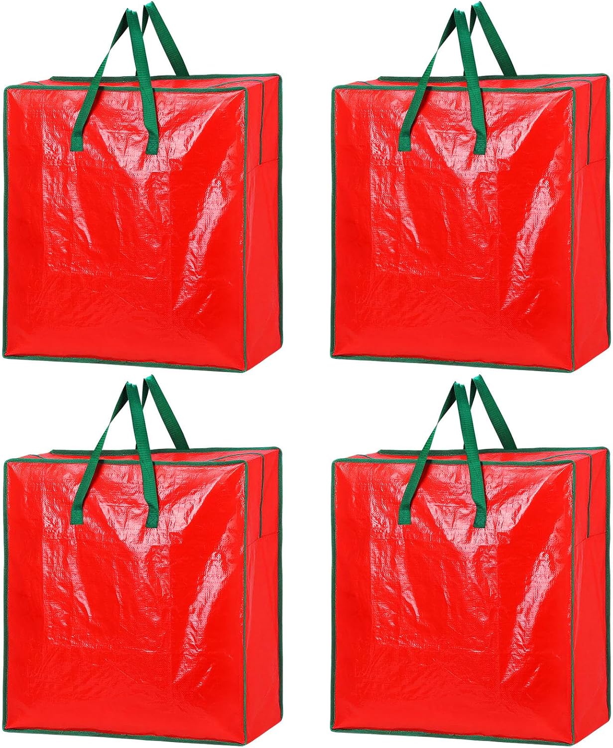 4PCS Christmas Wreath Storage Container, 25" Red Wreath Storage Bags Garland Container Clear Storage Bags with Handles Zippers Christmas Wreath Boxes for Xmas Seasonal Holiday Wreath Garland