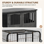 Homiflex 53 Inch Wooden Dog Crate Furniture Heavy Duty Dog Kennel Furniture with Sliding Doors for Large Breed Decorative Solid Wood Dog Cage End Table for Indoor, Grey