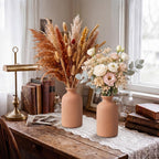 Maxdot Set of 6 Small Ceramic Rustic Vase 5" Modern Farmhouse Neutral Decorative Vase for Pampas Grass Bouquet & Dried Flowers Table Living Room Home Bedroom Boho Style Decor(Brown)