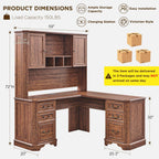T4TREAM L Shaped Desk with Hutch,59" Farmhouse Wood Home Office Executive Desk,Charging Station,File Drawer, Storage Cabinet,Computer Desk for Work and Study (Reclaimed Barnwood)