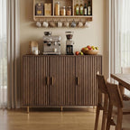 DIYART Rustic Brown Sideboard Buffet Cabinet, Accent Coffee Bar Cabinet with 3 Doors, Entryway Cabinet for Living Room, Kitchen, Hallway