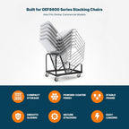 OEF Furnishings OEFDY86 Stack Chair Dolly, Heavy Duty Steel Cart (Vertical Cradle, Fits OEF8600 Series and Similar Sized Stack Chairs, 1100 lb Weight Capacity, Swivel Casters)