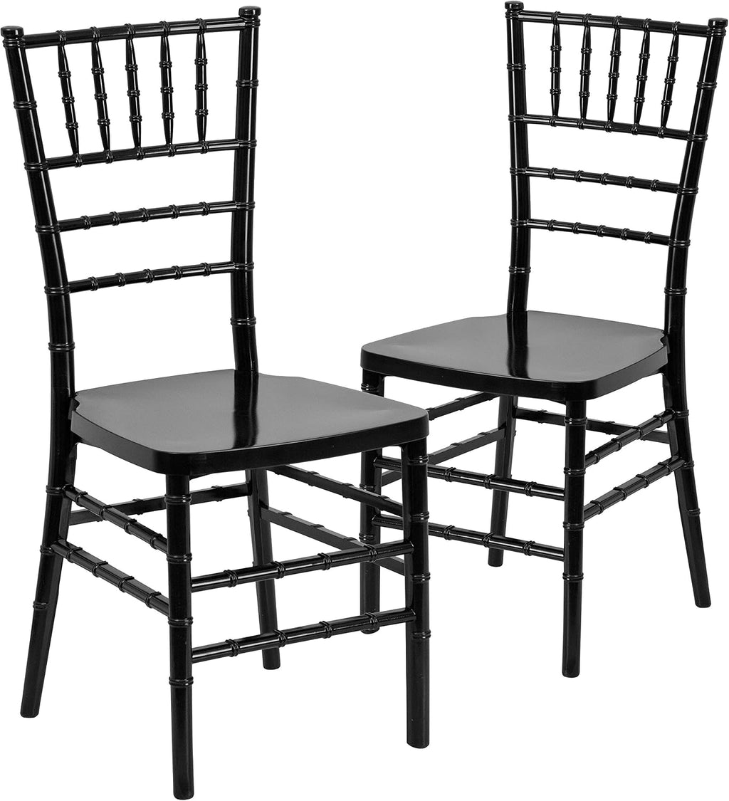 Flash Furniture 2 Pack HERCULES PREMIUM Series Black Resin Stacking Chiavari Chair