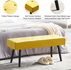 Homedot Accent Bench for Living Room Ottoman Bench Elegant Velvet Bedroom Bench End of Bed with Black Metal Legs, Indoor Bench for Dining Room, Living Room, Make Up Room