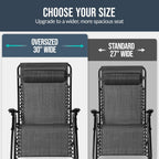 Best Choice Products Set of 2 Extra Wide Adjustable Steel Mesh Zero Gravity Lounge Chair Recliners w/Pillows and Cup Holder Trays - Gray