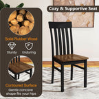 Giantex Wooden Dining Chairs Set of 4, Farmhouse Kitchen Chair with Hollowed Backrests & Rubber Wood Seats, Rustic Wood Side Chairs for Home Living Room Restaurant, Black+Walnut