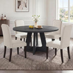 GAOMON 3-Piece 47.24" Round Dining Table Set with 2 Upholstered Dining Chairs, Space-Saving Kitchen Table for 4-6, Compact Dinette Set for Apartment, Living Room, Small Space, Dining Room