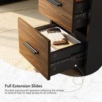 HUANUO 55" Standing Desk with Drawers, Executive Electric Height Adjustable Stand Up Desk with Storage, Black Walnut