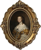 XIAOAIKA Vintage Baroque Oval Framed Canvas Art, Classical Woman Portrait Oil Painting with 3D Embossed Details, Antique Bronze Gold Resin Frame for Living Room Bedroom Entryway Décor, 10 x 8 Inch