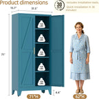 71”H Metal Kitchen Pantry Cabinet, Pantry Cabinets with 2 Doors and 4 Shelves, Kitchen Cabinet for Kitchen, Dining Room, Living Room and Bathroom, Blue