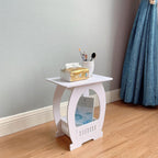 Modern Square Design Small End Table with Rounded Edges Space Efficient for Studio Apartments Bathroom Living Room Small Space Bedsides