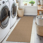 EARTHALL Woven Runner Rug 2x5 Ft Washable Runners for Hallways Cotton Non Slip Rubber Backed Kitchen Runner Braided Indoor Floor Carpet for Entryway, Hallway, Kitchen, Bedroom, Orange/Tan/Brown