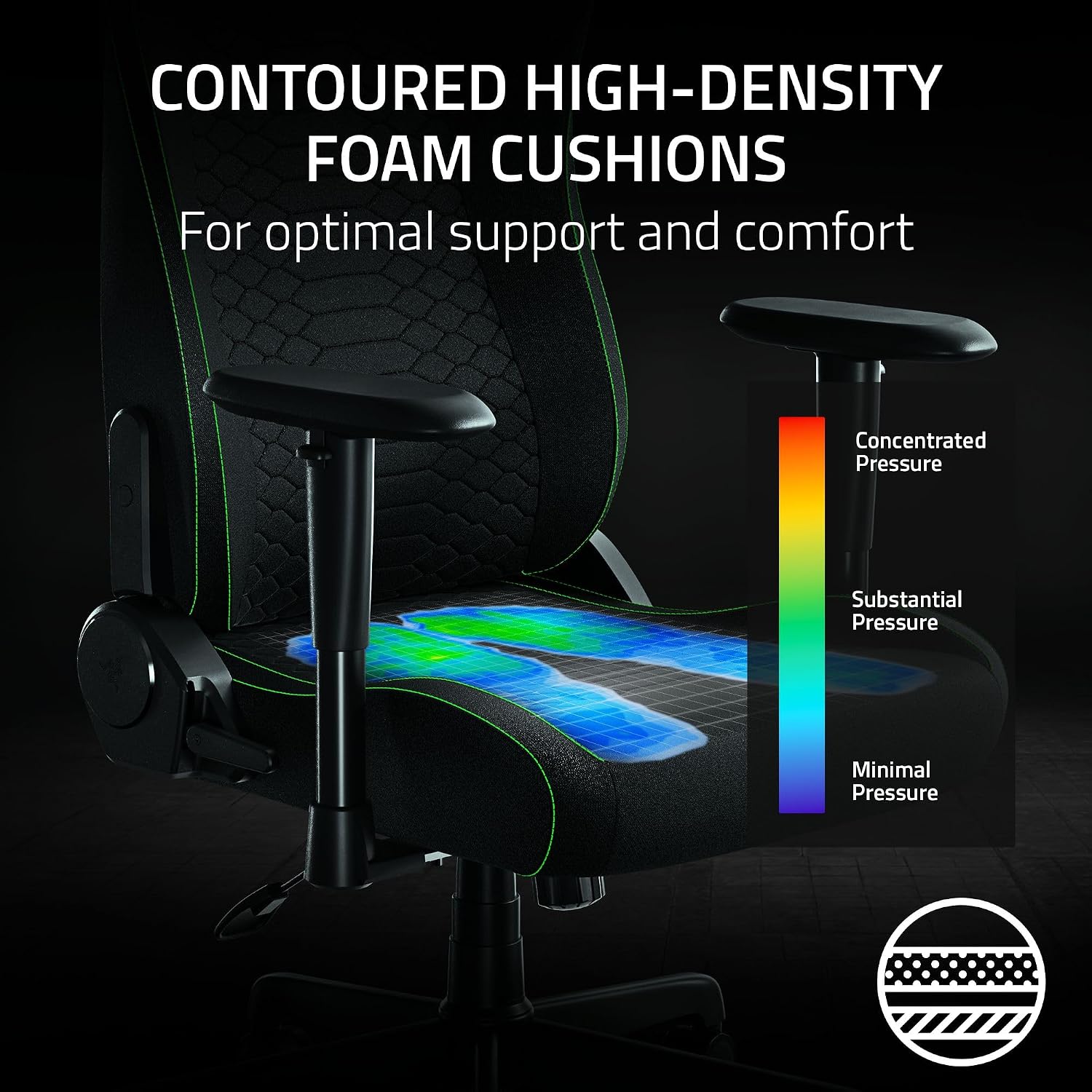 Razer Iskur V2 X Essential Gaming Chair with Integrated Lumbar Support (High Density Moulded Foam Cushions, 2-D Armrests, Soft Finish Fabric) Black