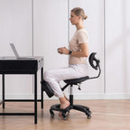 Adjustable Ergonomic Kneeling Chair with Padded Seat and Backrest, Posture Correcting Knee Chair for Office Desk, Comfortable Floor Sitting Alternative