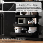 SOFTSEA Kitchen Pantry Cabinet with 6 Door Shelves and 2 Drawers, Farmhouse Embossed Texture Cupboard Cabinet with 3 Pull Out Organizers, Kitchen Hutch for Dining Room Living Room, Black