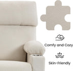 FiveWillowise Power Rocking Chair Nursery with Adjustable Armrests&Headrest, Glider Recliner Chair, Swivel Reading Chair with Electric Lumbar Support, Cup Holder, Nightlight and USB Ports,White